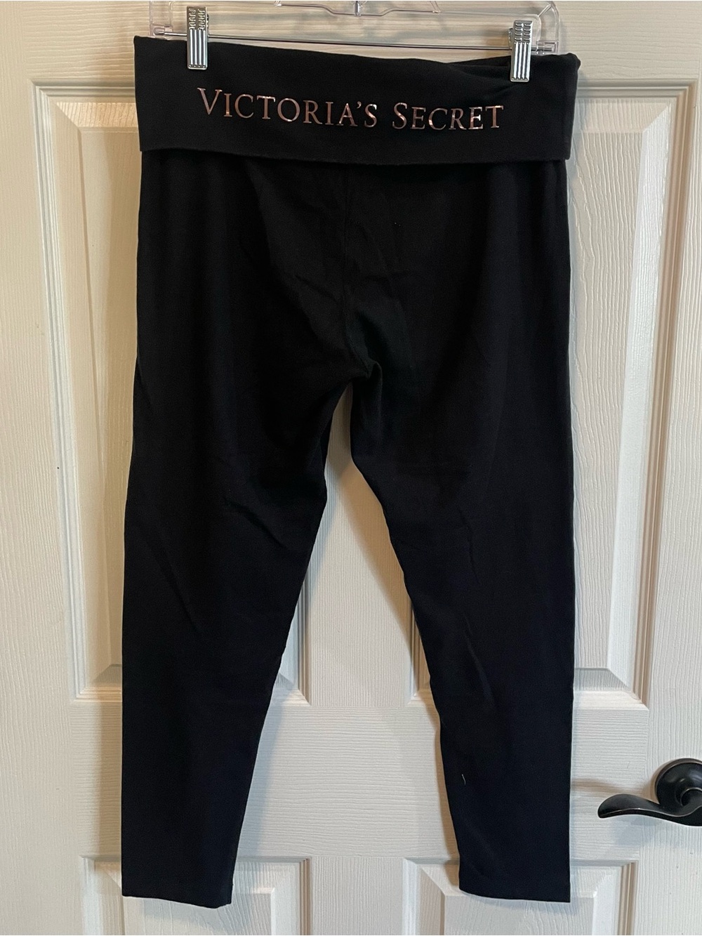 Victoria’s Secret Black Foldover Logo Leggings Size M